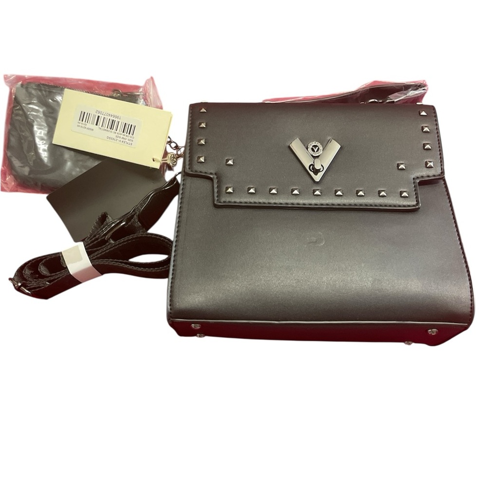 Valentino Orlandi  Black and Gunmetal Shoulder Bag with extra wallet